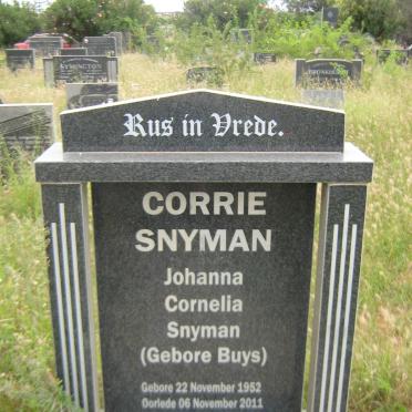 SNYMAN Johanna Cornelia nee BUYS 1952-2011