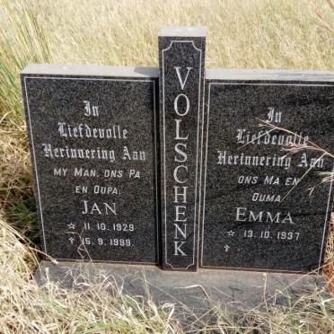 VOLSCHENK Jan Ernest 1929-1999 &amp; Emma Margaret TOLMAY 1937-2015