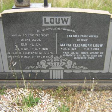 LOUW Ben Peter 1914-1969 &amp; Maria Elizabeth 1929-2004