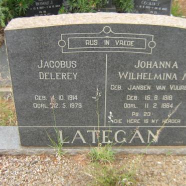 LATEGAN Jacobus Delerey 1914-1979 &amp; Johanna Wilhelmina M. JANSEN VAN VUUREN 1918-1964