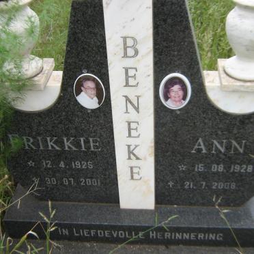 BENEKE Frikkie 1925-2001 &amp; Ann 1928-2008