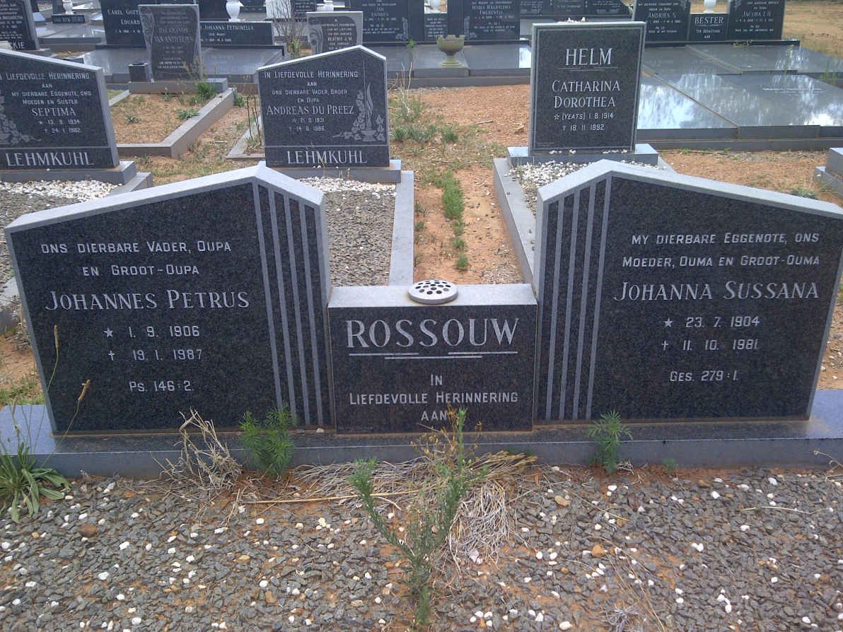 ROSSOUW Johannes Petrus 1906-1987 &amp; Johanna Sussana 1904-1981