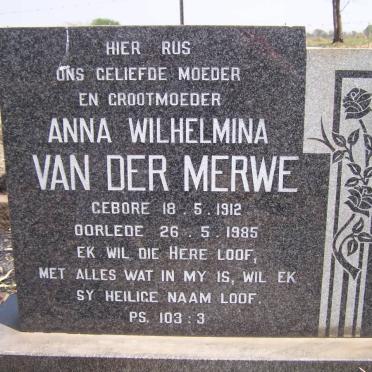 MERWE Anna Wilhelmina, van der 1912-1985