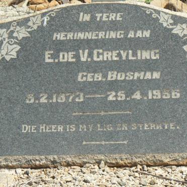 GREYLING E. De V. nee BOSMAN 1873-1956