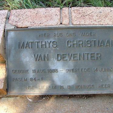DEVENTER  Matthys Christiaan, van 1885-1921