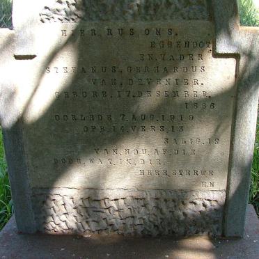 DEVENTER  Stefanus Gerhardus, van  1886-1919