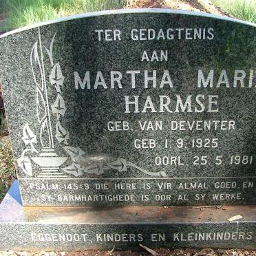 HARMSE Martha Maria nee VAN DEVENTER 1925-1981