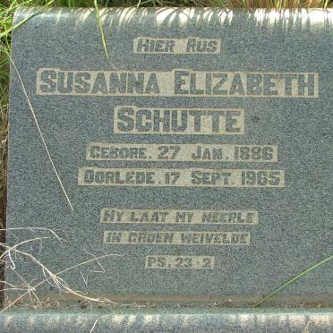 SCHUTTE Susanna Elizabeth 1886-1965