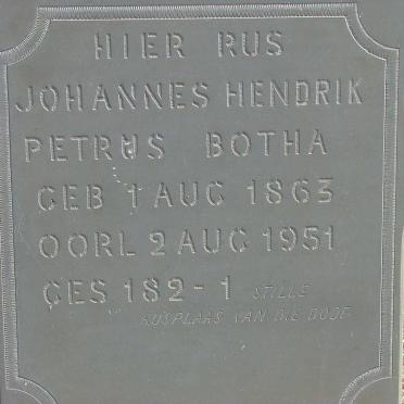 BOTHA Johannes Hendrik Petrus 1863-1951