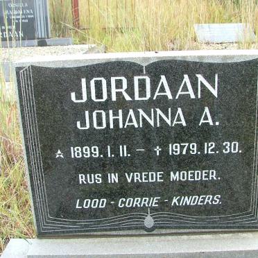 JORDAAN Johanna A. 1899-1979
