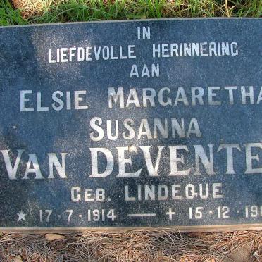 DEVENTER Elsie Margaretha Susanna, van nee LINDEQUE 1914-1984