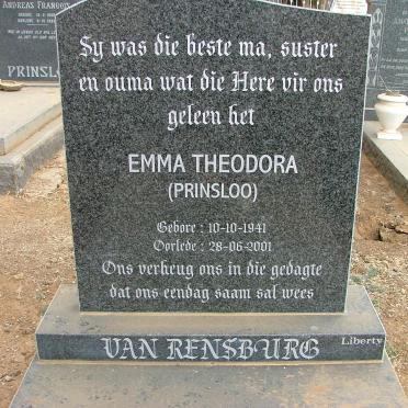 RENSBURG Emma Theodora, van nee PRINSLOO 1941-2001