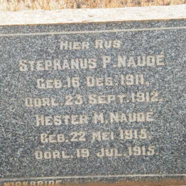 NAUDÉ Stephanus P. 1911-1912 :: NAUDÉ Hester M. 1915-1915