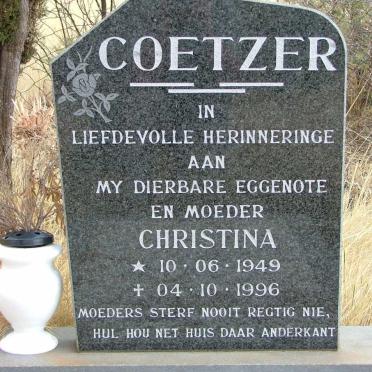 COETZER Christina nee FOURIE 1949-1996