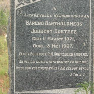 COETZEE Barend Bartholomeus Joubert 1871-1937