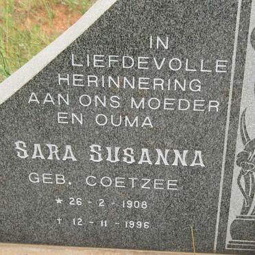 LINDE Sara Susanna nee COETZEE 1908-1996