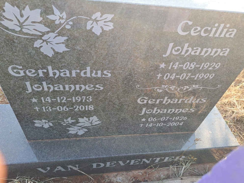 DEVENTER Gerhardus Johannes, van 1926-2004 &amp; Cecilia Johanna 1929-1999 :: DEVENTER Gerhardus Johannes, van 1973-2018