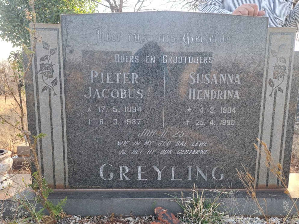 GREYLING Pieter Jacobus 1894-1987 &amp; Susanna Hendrina 1904-1990