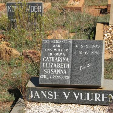 VUUREN Catharina Elizabeth Susanna, Janse v. nee J.V. RENSBURG 1909-1988
