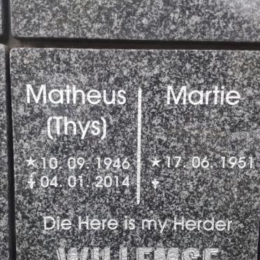 WILLEMSE Matheus 1946-2014 &amp; Martie 1951-