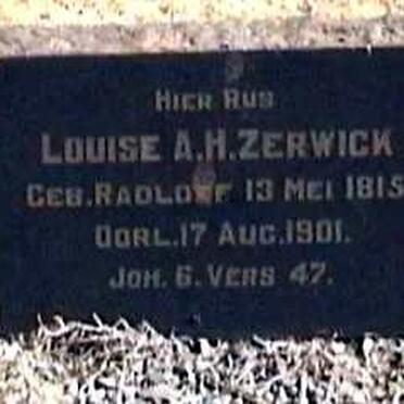 ZERWICK Louise A.H. nee RADLOFF 1815-1901