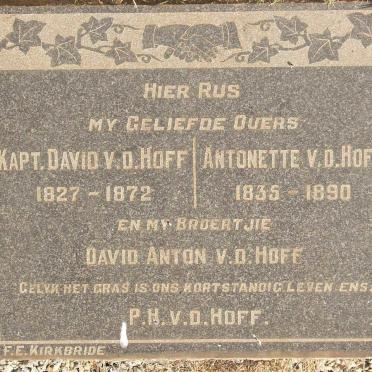 HOFF David, v.d. 1827-1872 &amp; Antonette 1835-1890 :: V.D. HOFF David Anton