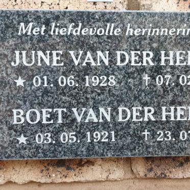 HEEVER Boet, van der 1921-2009 &amp; June 1928-2008