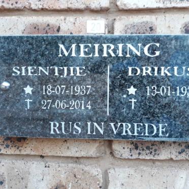 MEIRING Drikus 1937- &amp; Sientjie 1937-2014