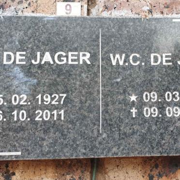 JAGER C.J., de 1927-2011 &amp; W.C. 1926-2012