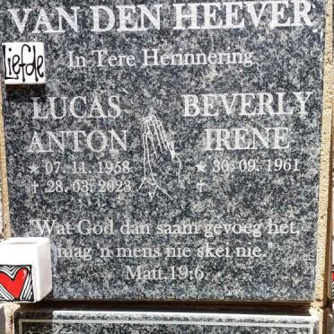 HEEVER Lucas Anton, van den 1958-2023 &amp; Beverly Irene 1961- :: MALAN Johan F.S. 1960-2021