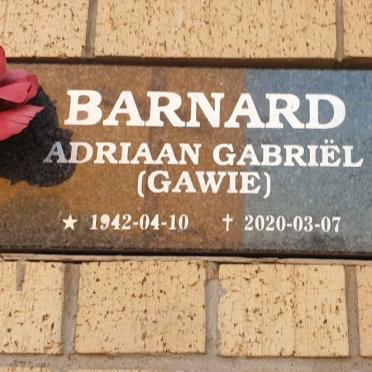 BARNARD Adriaan Gabriel 1942-2020
