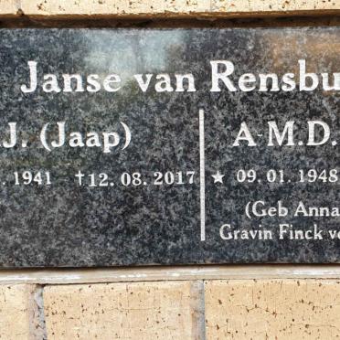RENSBURG J.J., Janse van 1941-2017 &amp; Anna-Monika D. Gravin Finck VON FICKENSTEIN 1948-2015