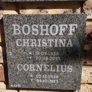 BOSHOFF Cornelius 1930-2013 &amp; Christina 1935-2010