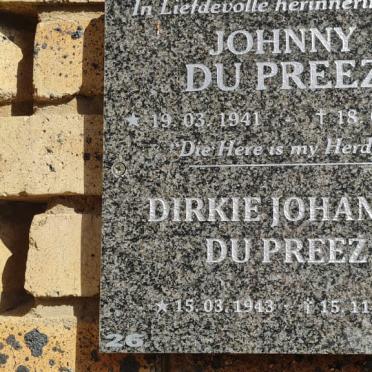 PREEZ Johnny, du 1941-2013 &amp; Dirkie Johanna 1943-2020