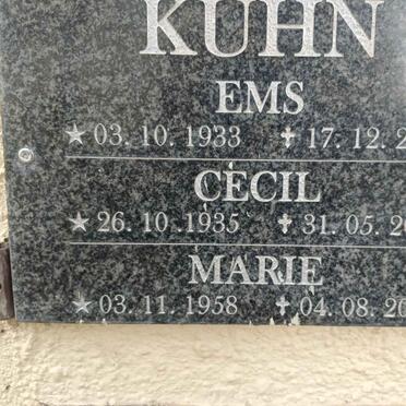 KUHN E.M.S. 1933-2019 :: KUHN Cecil 1935-2019 :: KUHN Marie 1958-2010