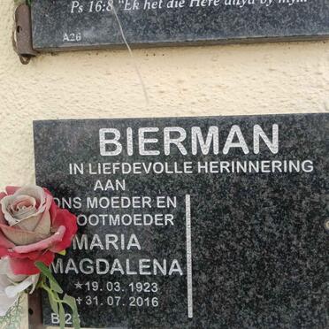 BIERMAN Maria Magdalena 1923-2016