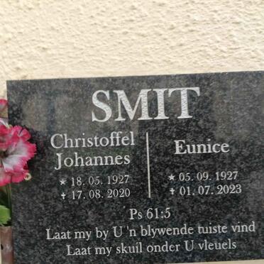 SMIT Christoffel Johannes 1927-2020 & Eunice 1927-2023