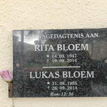 BLOEM Lukas 1955-2014 & Rita 1947-2014