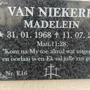 NIEKERK Madelein, van 1968-2021