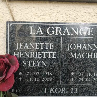 GRANGE Johannes Machiel, la 1941-2019 & Jeanette Henriette STEYN 1938-2009