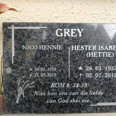 GREY Nico Hennie 1938-2019 & Hester Isabella 1937-2013