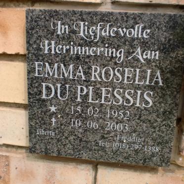 PLESSIS Emma Roselia, du 1952-2003