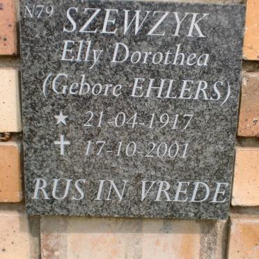 SZEWZYK Elly Dorothea nee EHLERS 1917-2001