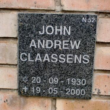 CLAASSENS John Andrew 1930-2000