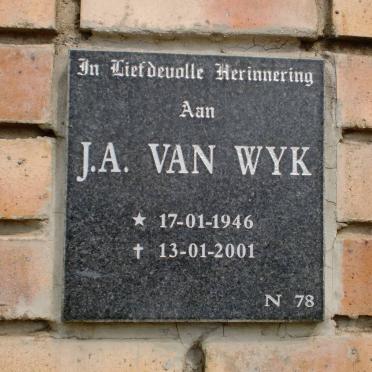 WYK J.A., van 1946-2001