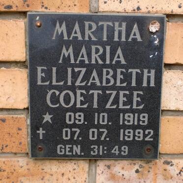 COETZEE Martha Maria Elizabeth 1919-1992