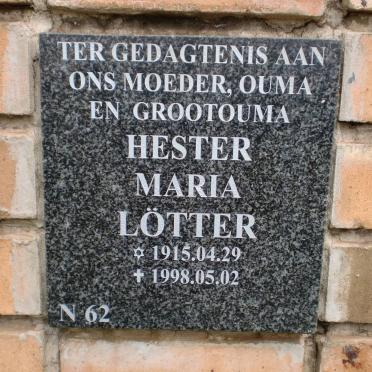 LOTTER Hester Maria 1915-1998