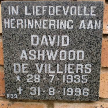 VILLIERS David Ashwood, de 1935-1996