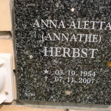 HERBST Anna Aletts 1954-2007