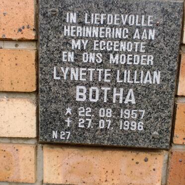 BOTHA Lynette Lillian 1957-1996